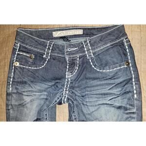 Refuge Women’s Bootcut Jeans Size 1 Dark Wash Contrast Stitch Flap Pockets